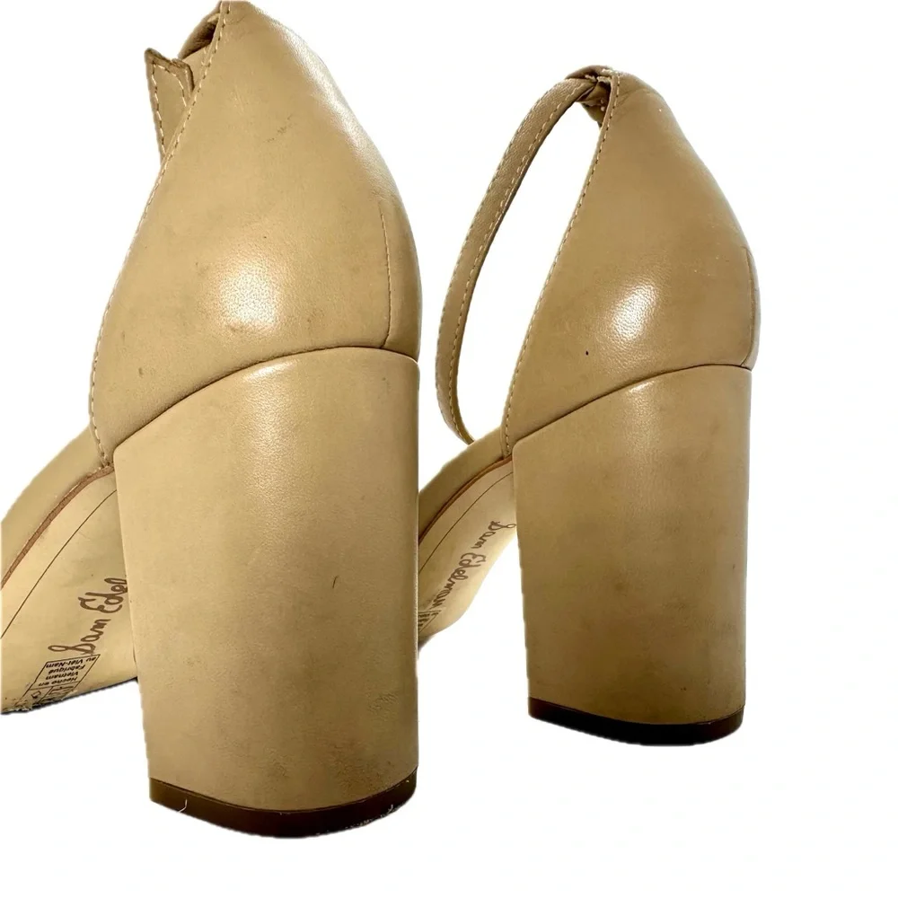 Sam Edelman Odila Tan Leather Sandals Strappy Ankle Strap Block Heels Size 8.5M - Picture 8 of 16